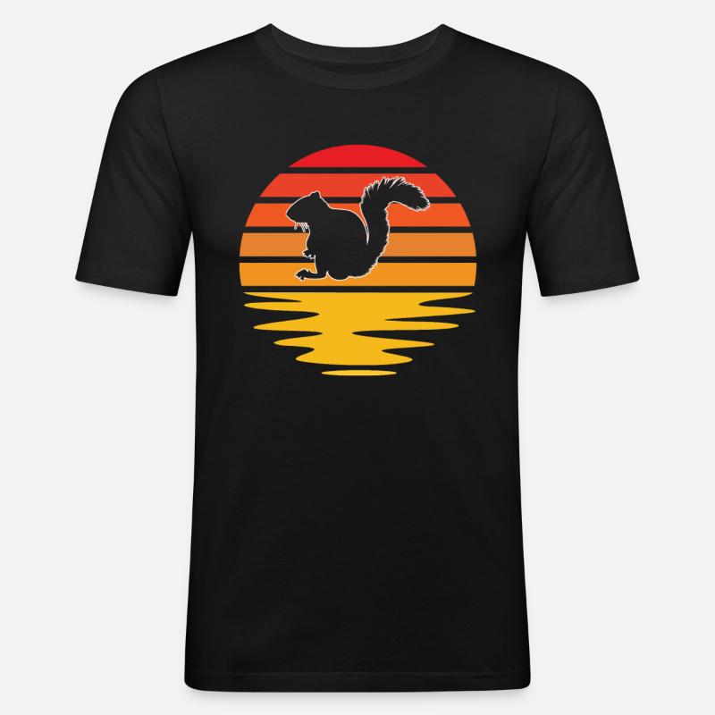 Eichhörnchen Retro - Männer Slim Fit T-Shirt - Schwarz