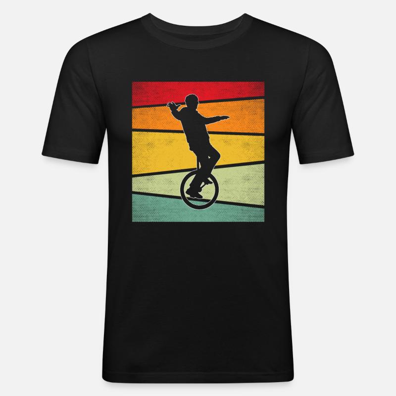 Einrad Retro - Männer Slim Fit T-Shirt - Schwarz