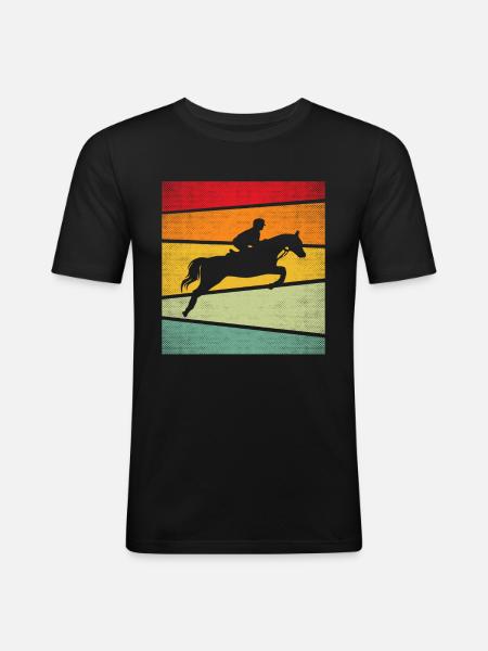 Cheval Rétro - T-shirt près du corps Homme - noir