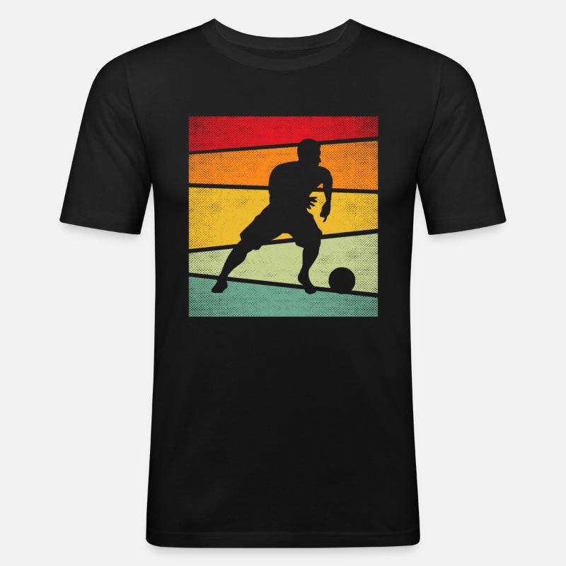 Fußball Retro - Männer Slim Fit T-Shirt - Schwarz