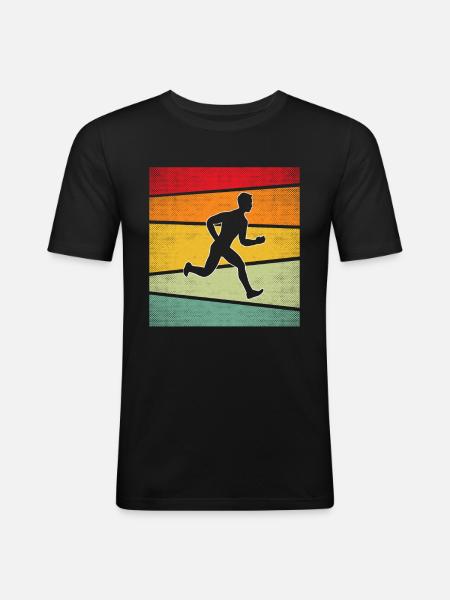 Jogging Rétro - T-shirt près du corps Homme - noir