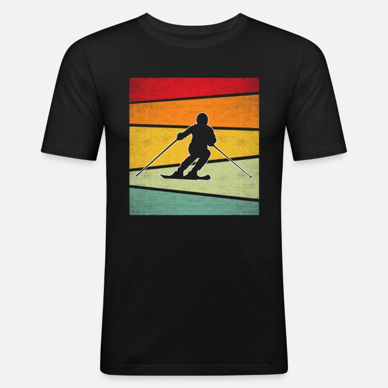Ski Retro - Männer Slim Fit T-Shirt - Schwarz