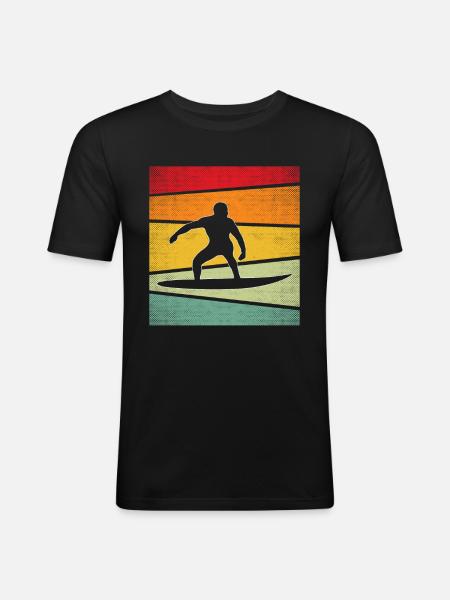 Surf Rétro - T-shirt près du corps Homme - noir
