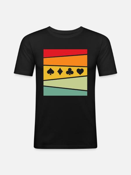 Poker Rétro - T-shirt près du corps Homme - noir