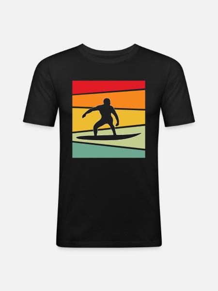 Surfing Retro - Men's Slim Fit T-Shirt - black