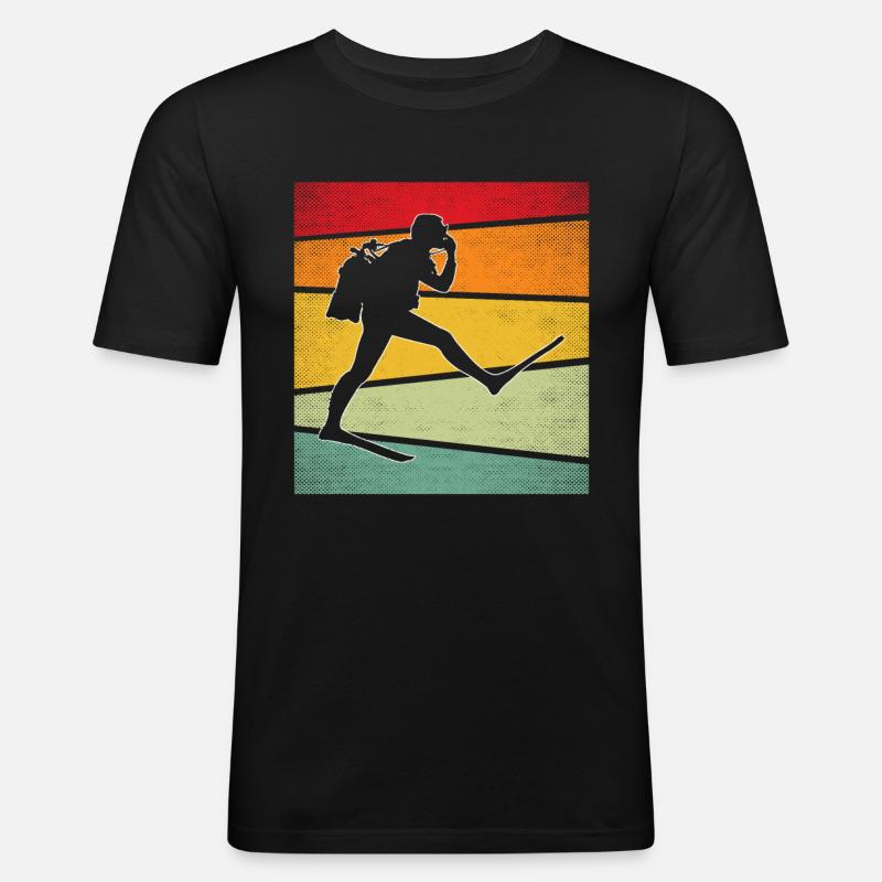 Tauchen Retro - Männer Slim Fit T-Shirt - Schwarz