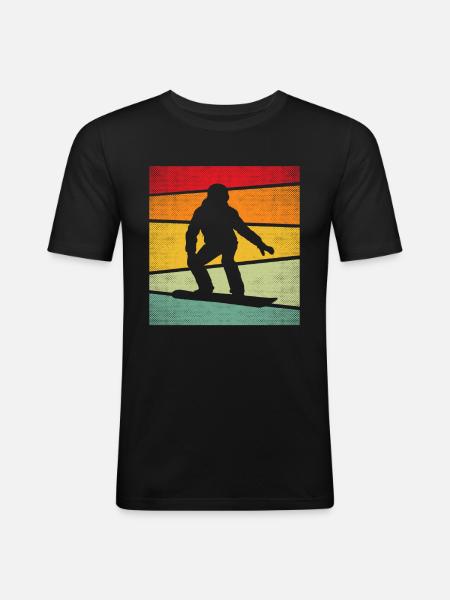 Snowboard Rétro - T-shirt près du corps Homme - noir