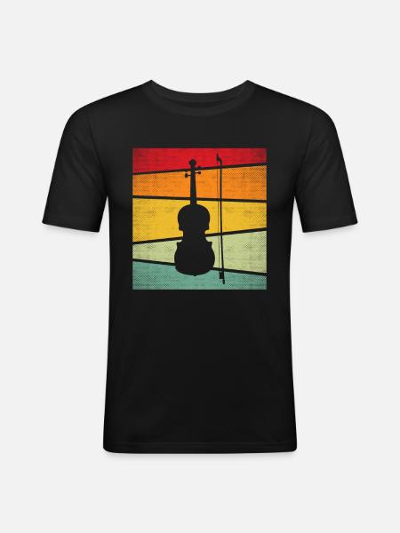 Violon Rétro - T-shirt près du corps Homme - noir
