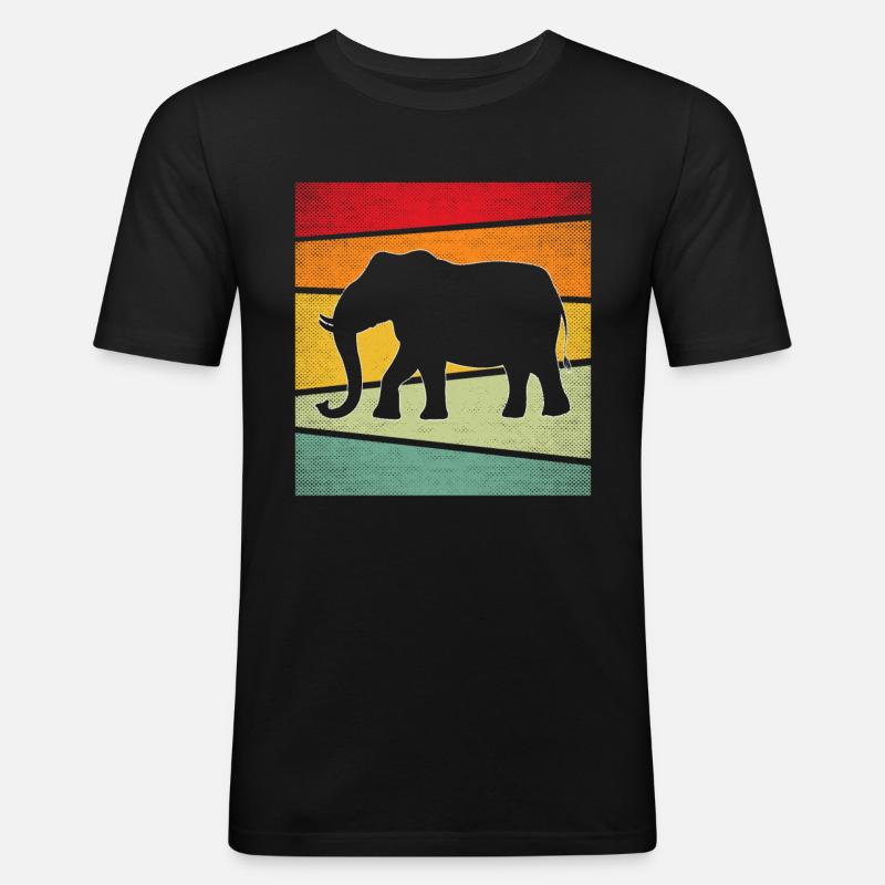 Elefant Retro - Männer Slim Fit T-Shirt - Schwarz