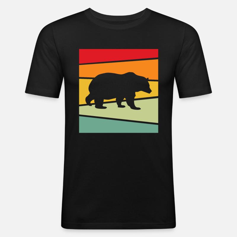 Bär Retro - Männer Slim Fit T-Shirt - Schwarz