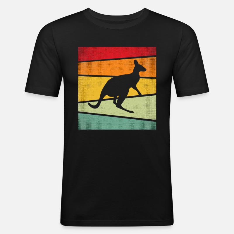 Känguru Retro - Männer Slim Fit T-Shirt - Schwarz