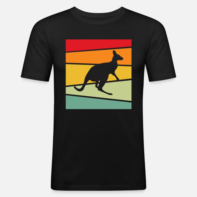 Känguru Retro - Männer Slim Fit T-Shirt - Schwarz