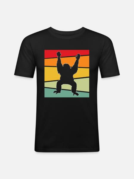 Orangutan Retro - Men's Slim Fit T-Shirt - black