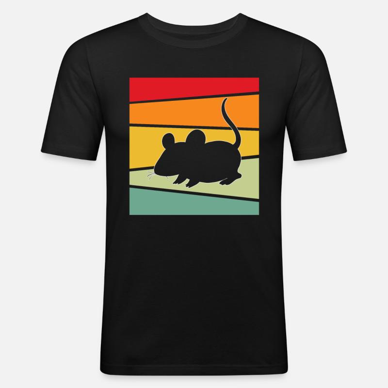 Maus Retro - Männer Slim Fit T-Shirt - Schwarz