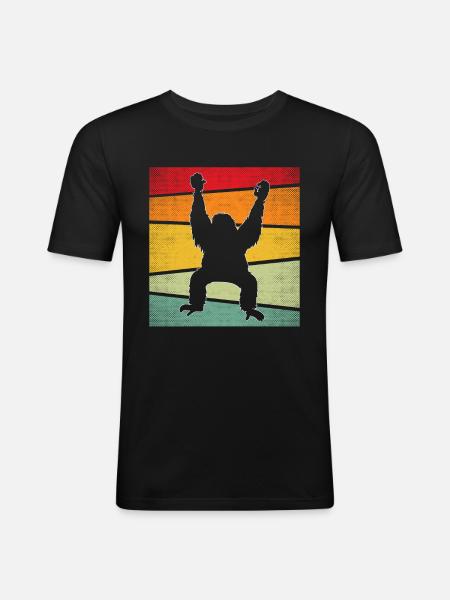 Orangutan Retro - Men's Slim Fit T-Shirt - black