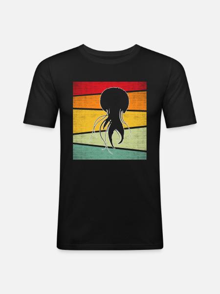 Jellyfish Retro - Men's Slim Fit T-Shirt - black