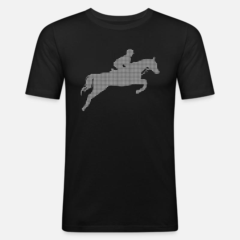 Pferde reiten - Männer Slim Fit T-Shirt - Schwarz