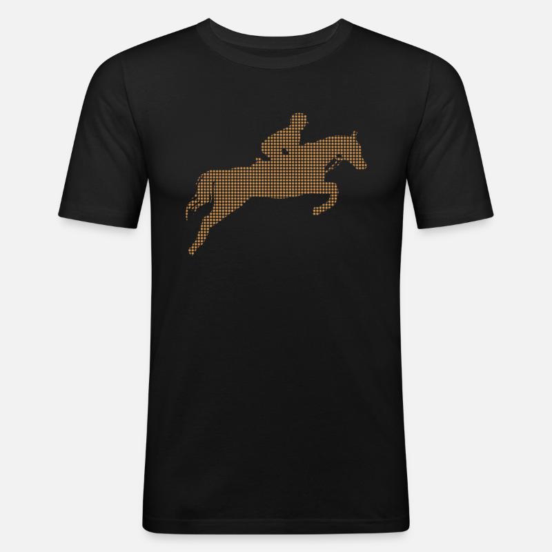 Pferde reiten - Männer Slim Fit T-Shirt - Schwarz