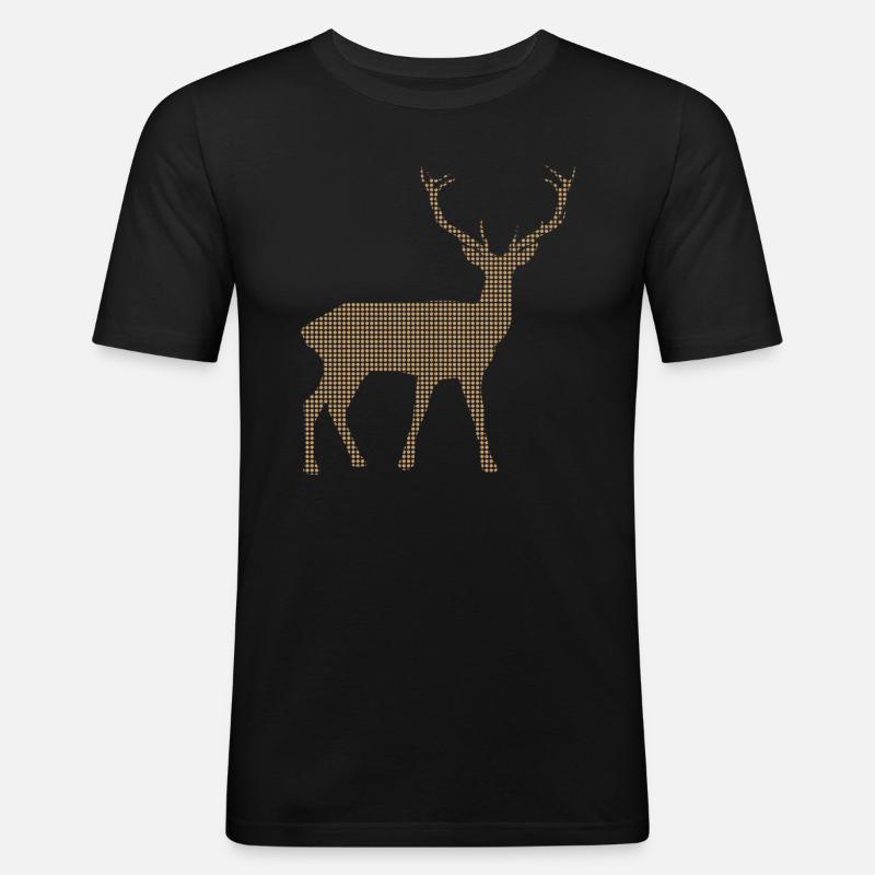 Hirsch - Männer Slim Fit T-Shirt - Schwarz