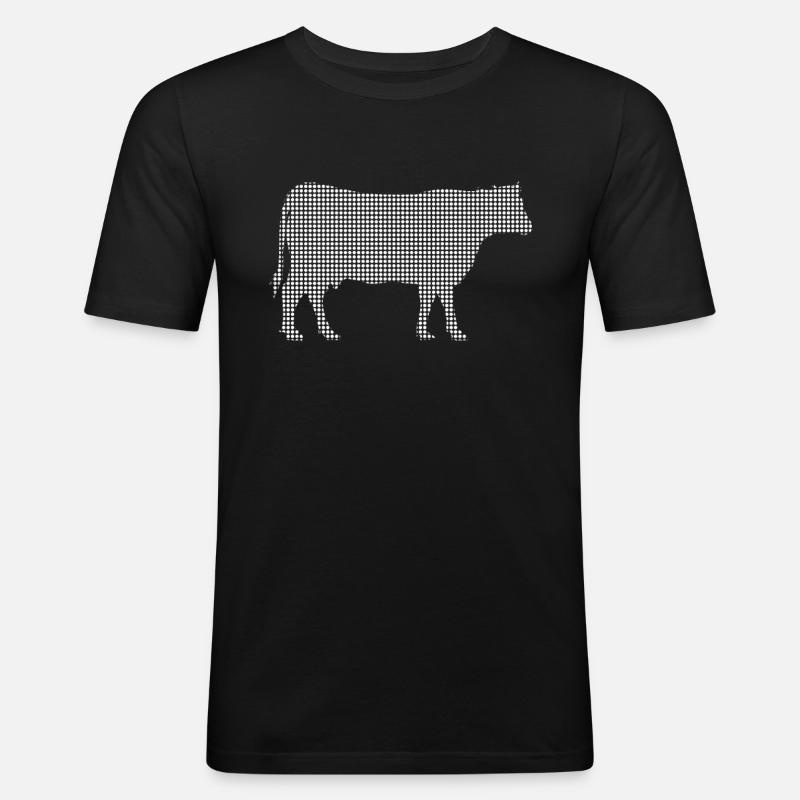 Kuh - Männer Slim Fit T-Shirt - Schwarz
