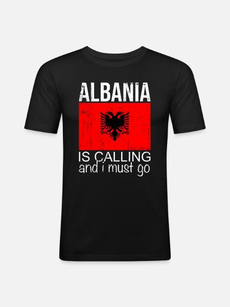 Albania Saying - Men's Slim Fit T-Shirt - black