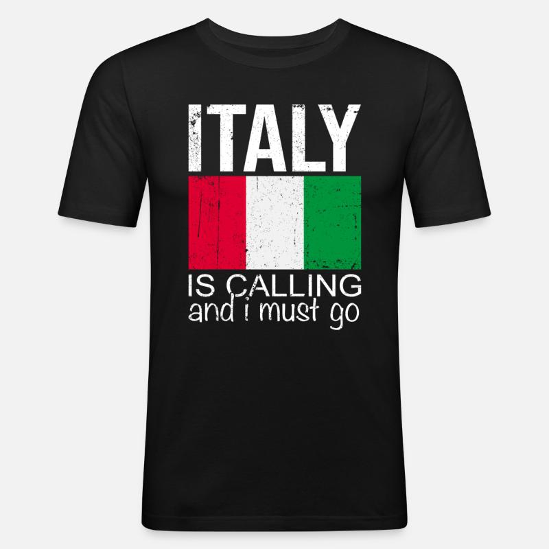 Italien Spruch - Männer Slim Fit T-Shirt - Schwarz