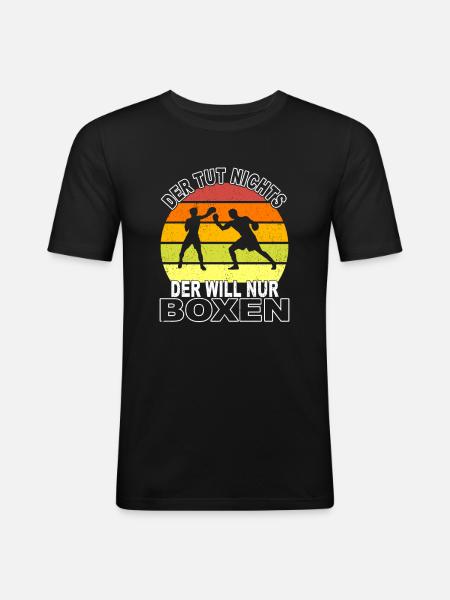 Boxen Spruch - Männer Slim Fit T-Shirt - Schwarz