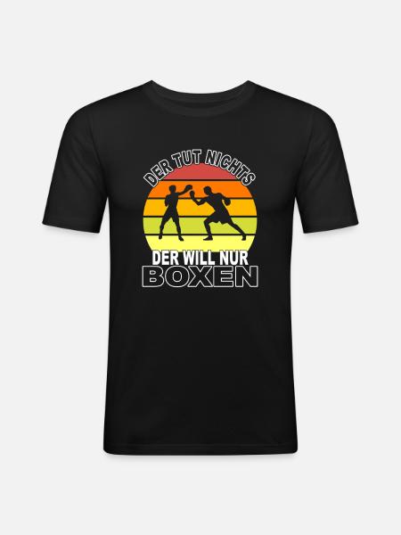 Boxen Spruch - Männer Slim Fit T-Shirt - Schwarz