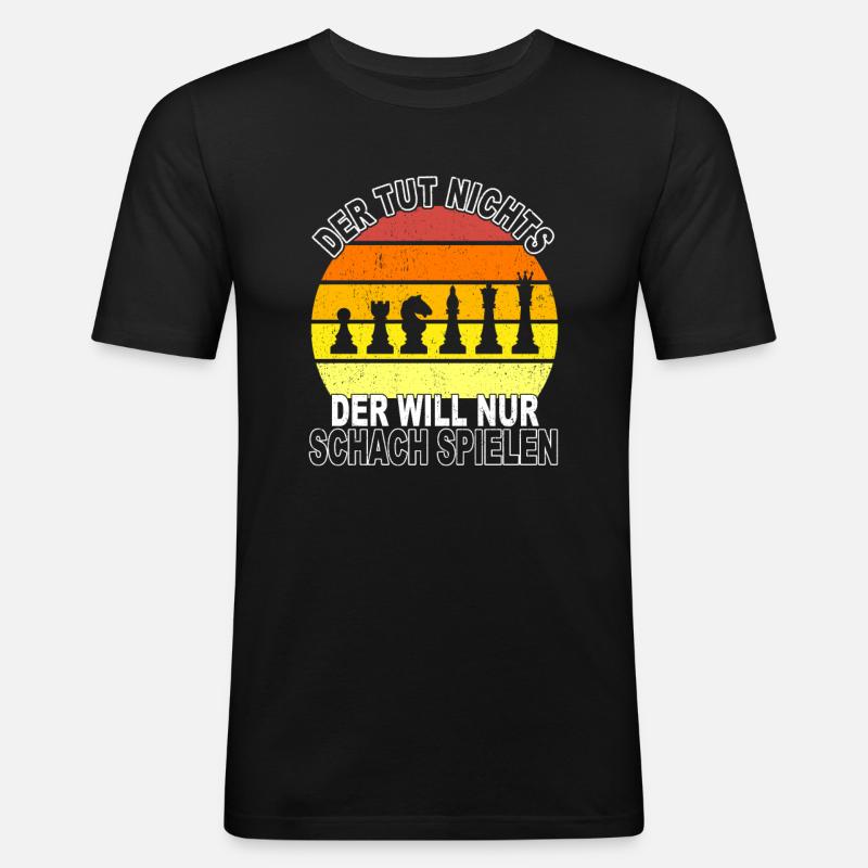 Schach Spruch - Männer Slim Fit T-Shirt - Schwarz