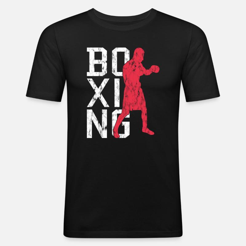Boxen - Männer Slim Fit T-Shirt - Schwarz