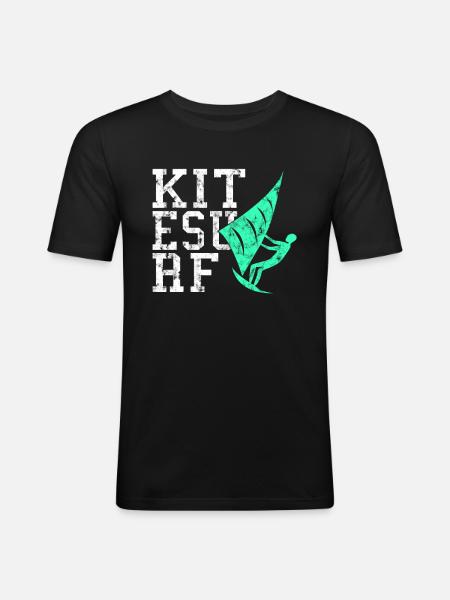 kite surfen - Männer Slim Fit T-Shirt - Schwarz