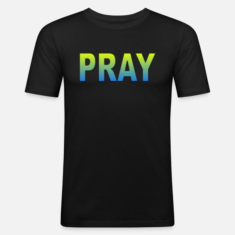 Ukraine pray - Männer Slim Fit T-Shirt - Schwarz