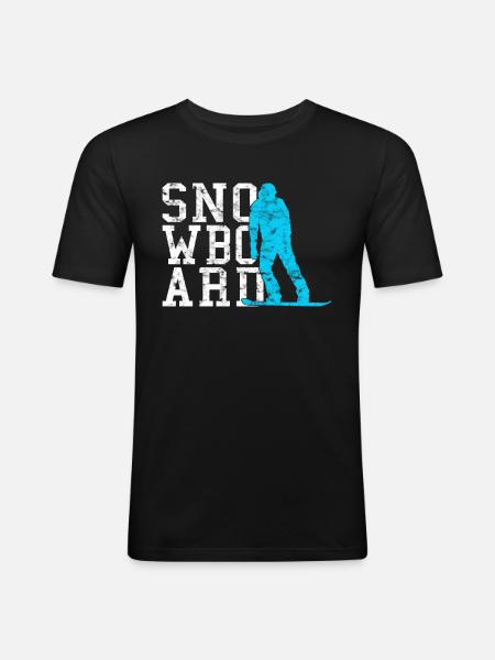 Snowboarding - Männer Slim Fit T-Shirt - Schwarz