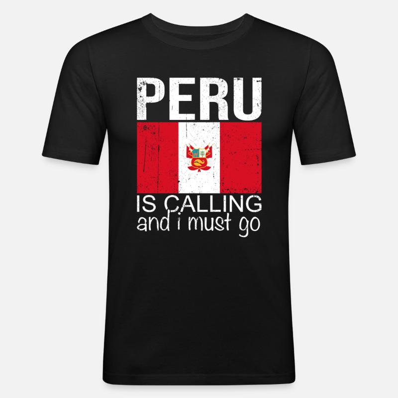 Peru Spruch - Männer Slim Fit T-Shirt - Schwarz