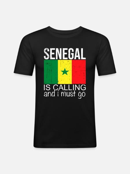 senegal - Männer Slim Fit T-Shirt - Schwarz