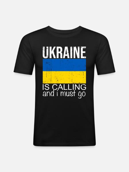 Ukraine Saying - Men's Slim Fit T-Shirt - black