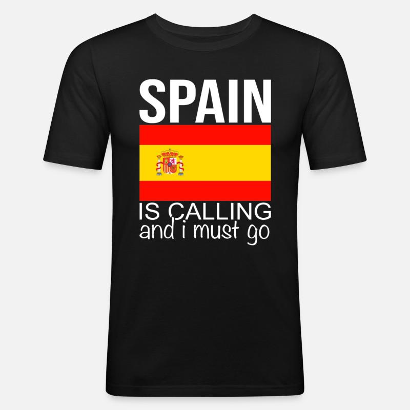Spanien Spruch - Männer Slim Fit T-Shirt - Schwarz