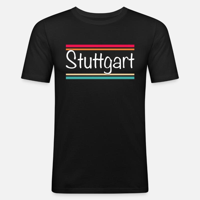 Stuttgart - Männer Slim Fit T-Shirt - Schwarz