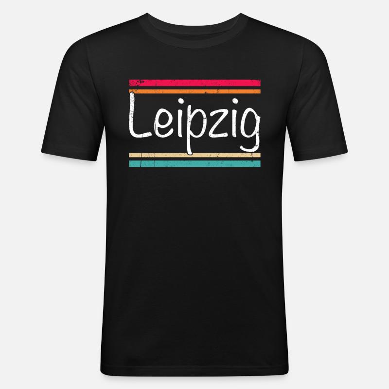 Leipzig - Männer Slim Fit T-Shirt - Schwarz
