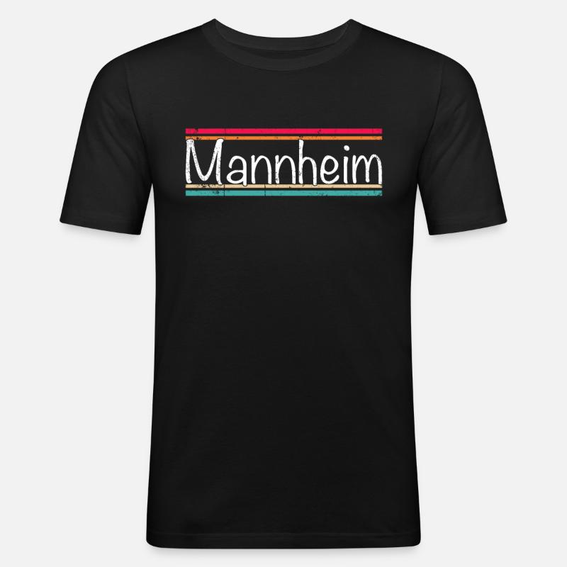 Mannheim - Männer Slim Fit T-Shirt - Schwarz