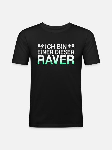 Raven Raver Spruch - Männer Slim Fit T-Shirt - Schwarz