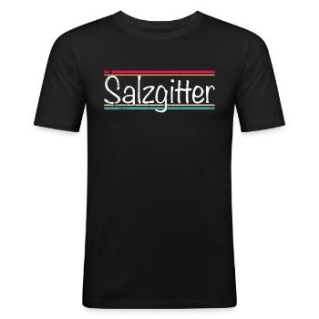 Salzgitter - Männer Slim Fit T-Shirt - Schwarz - Vorne - Nik (191cm)