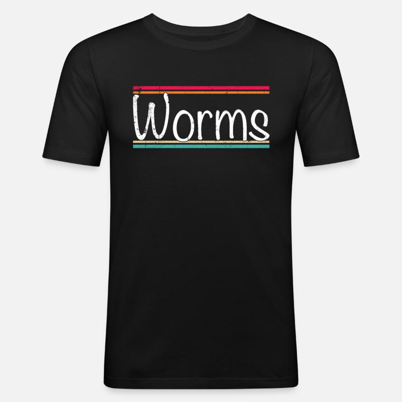 Worms - Männer Slim Fit T-Shirt - Schwarz