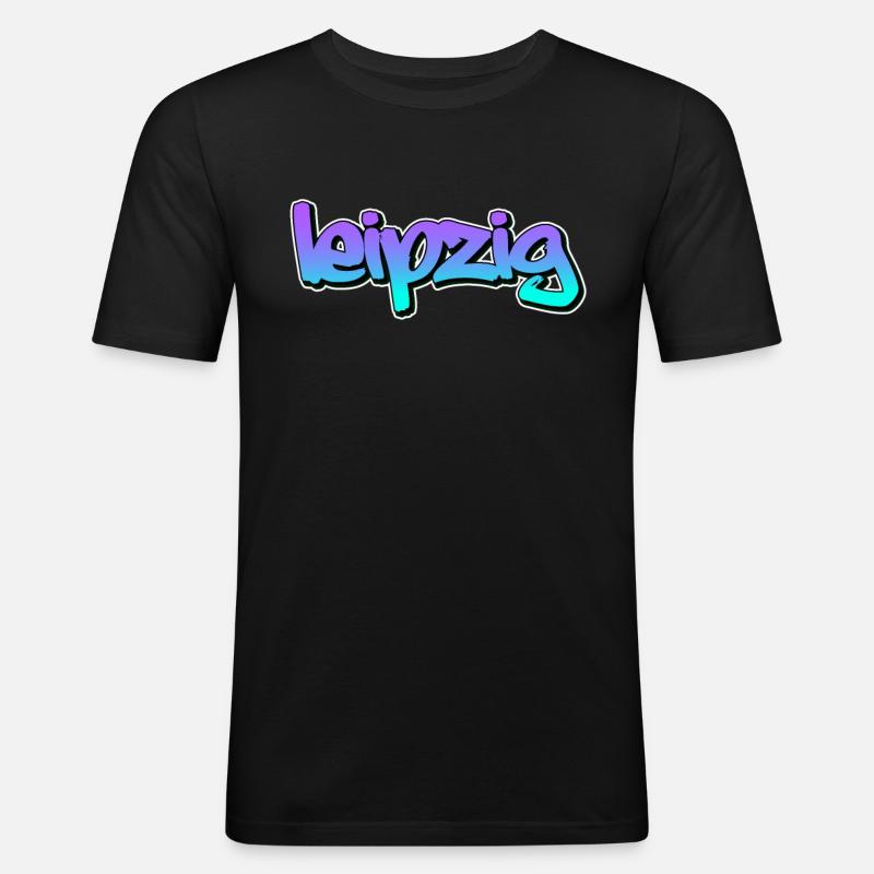 leipzig - Männer Slim Fit T-Shirt - Schwarz