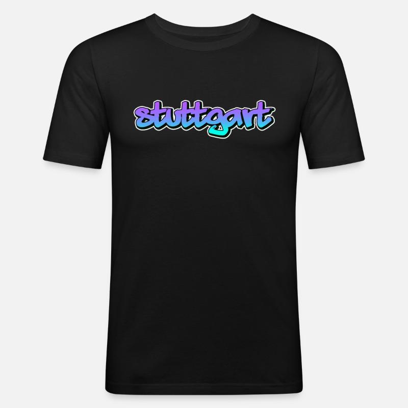 Stuttgart - Männer Slim Fit T-Shirt - Schwarz