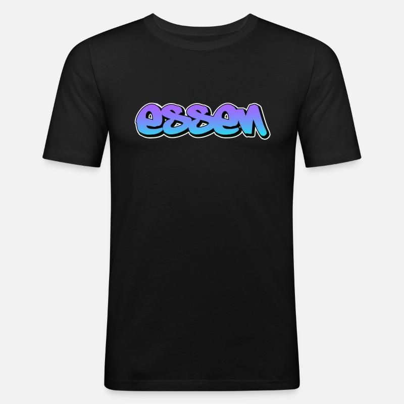 essen - Männer Slim Fit T-Shirt - Schwarz