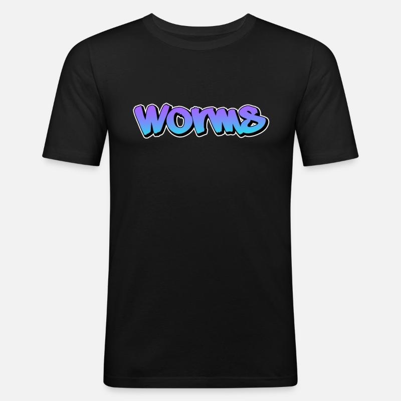 Worms - Männer Slim Fit T-Shirt - Schwarz