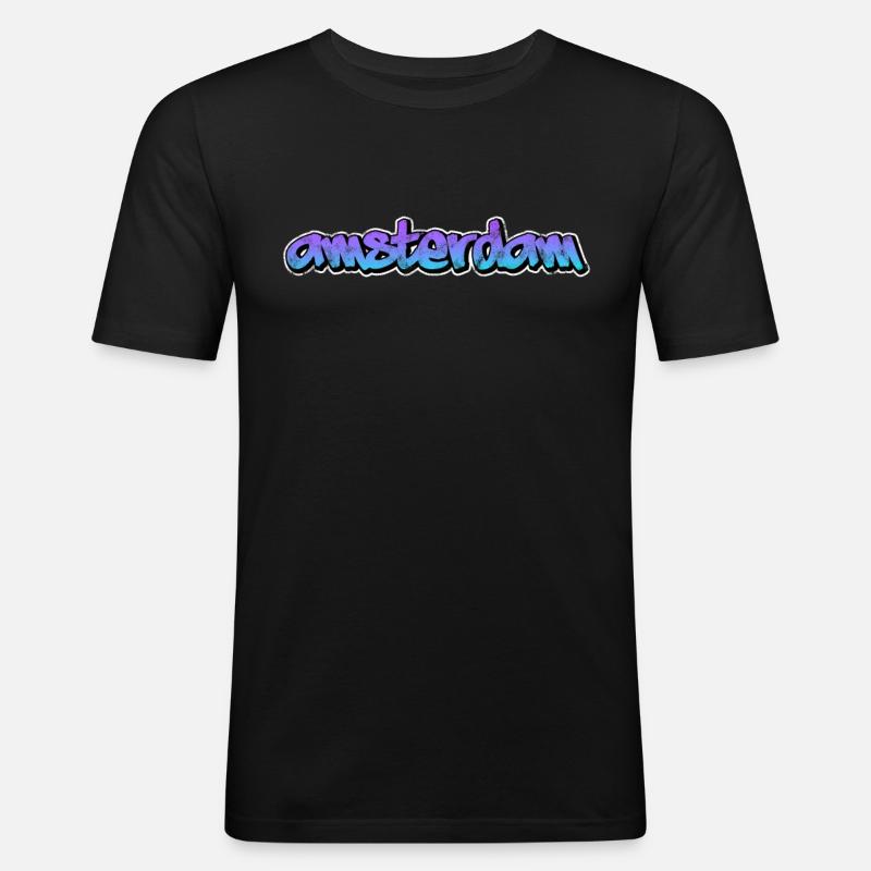 Amsterdam - Männer Slim Fit T-Shirt - Schwarz