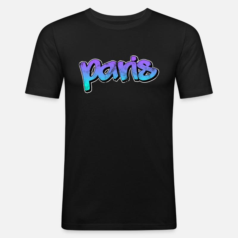 Paris - Männer Slim Fit T-Shirt - Schwarz