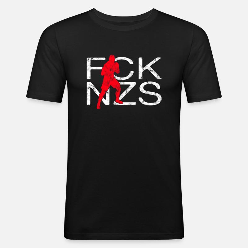 fck nzs - Männer Slim Fit T-Shirt - Schwarz